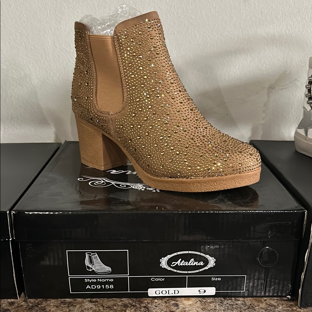 Atalina Gold Women's Ankle Boots